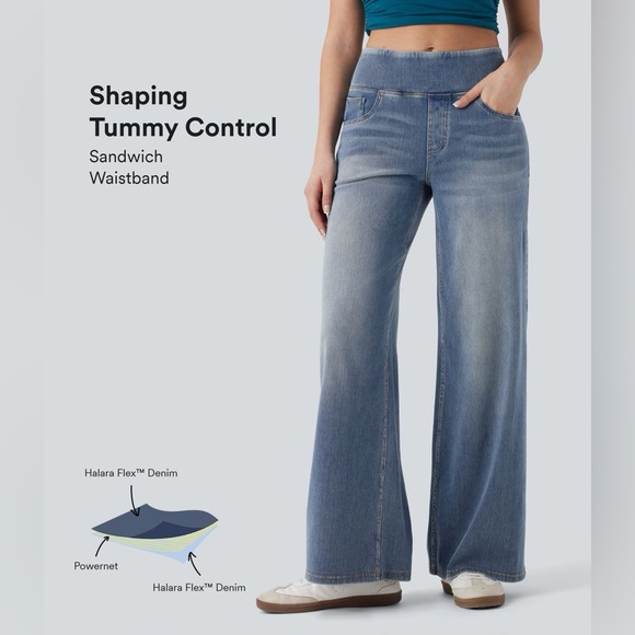 HALARA Flex Tummy Control Casual Wide Leg Pull-On Pants Size Medium - Picture 2 of 10